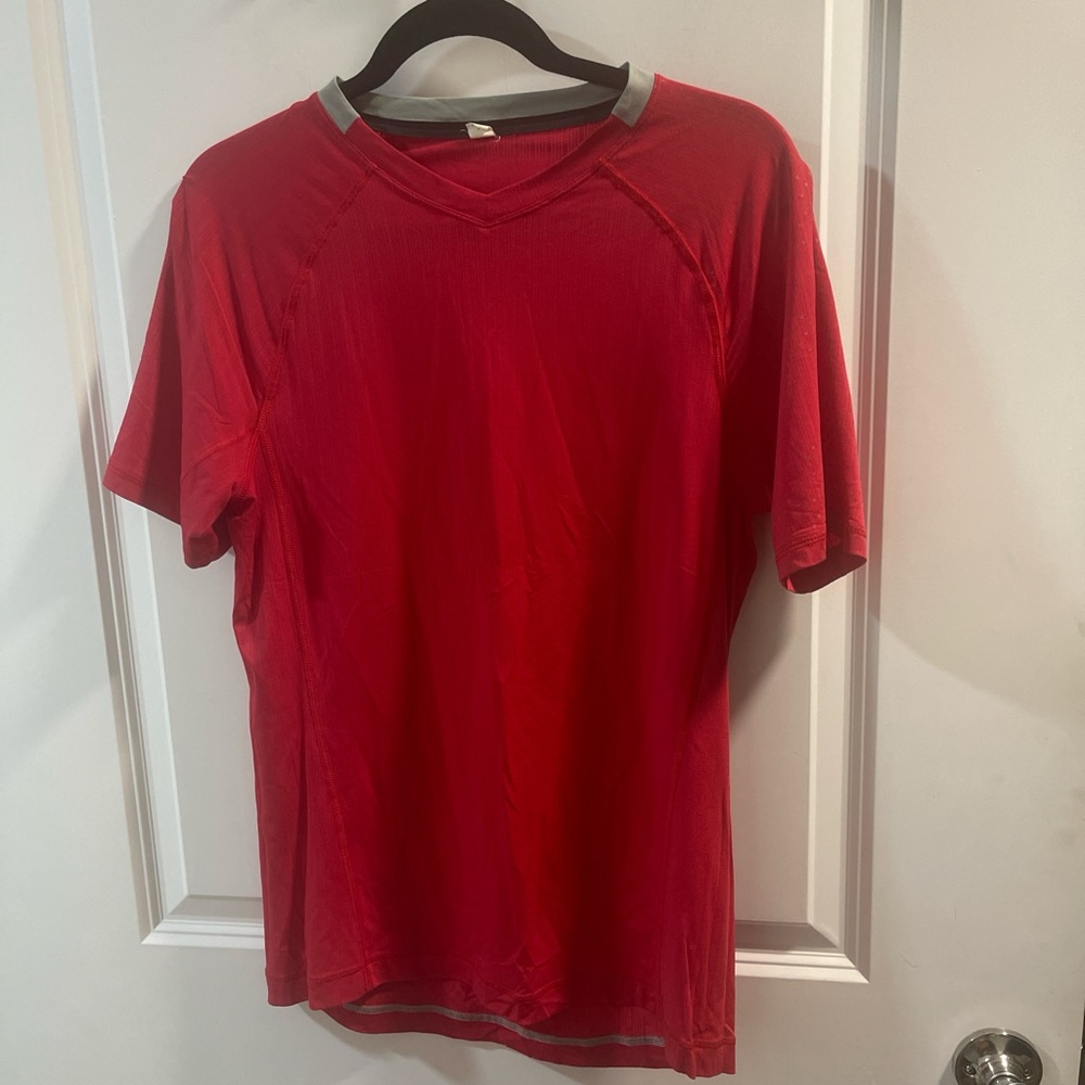 Lululemon Red Men's V-Neck Shirt Very Good Condition